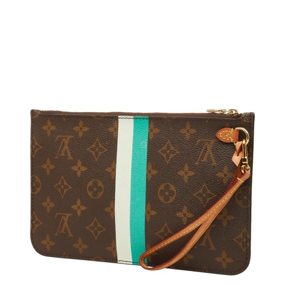 LOUIS VUITTON Brown Monogram Leather Neverfull Pouch - Picture 2 of 8
